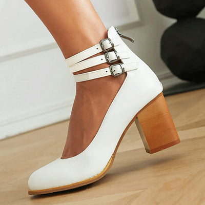 Caa™ | Smooth sandals with ankle strap and chunky heel