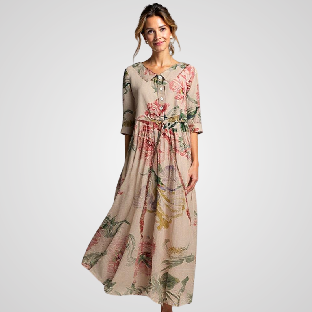Opra™ | Vintage Lace Dress with Botanical Floral Pattern