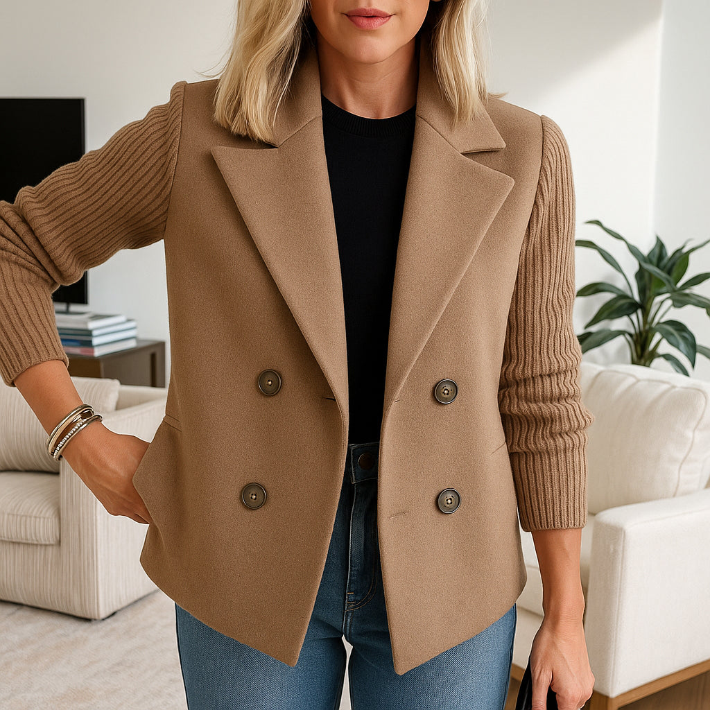 Ruby | Women Structured Blazer | Knit-Sleeve