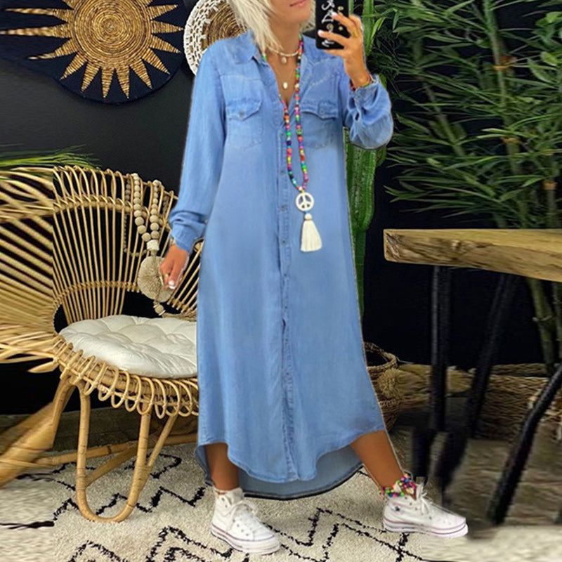 Sofia™ | Long Sleeve Maxi Dress in Denim