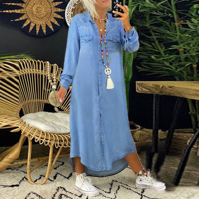 Sofia™ | Long Sleeve Maxi Dress in Denim