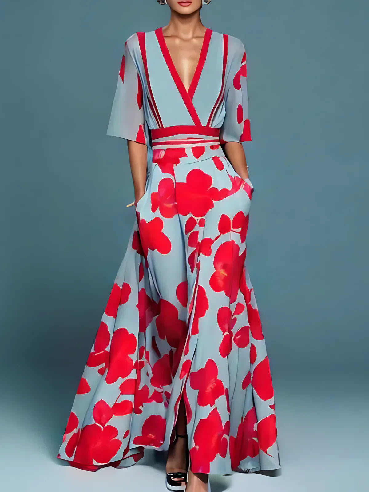 Jamie - Elegant Dress With Flower Pattern