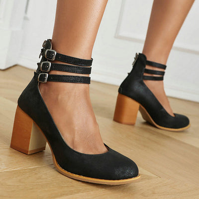 Caa™ | Smooth sandals with ankle strap and chunky heel