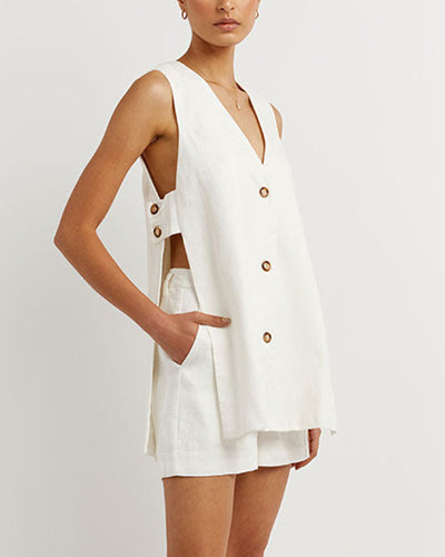 Fiona | Sleeveless Button-Up Set