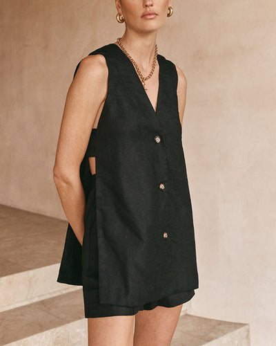 Fiona | Sleeveless Button-Up Set