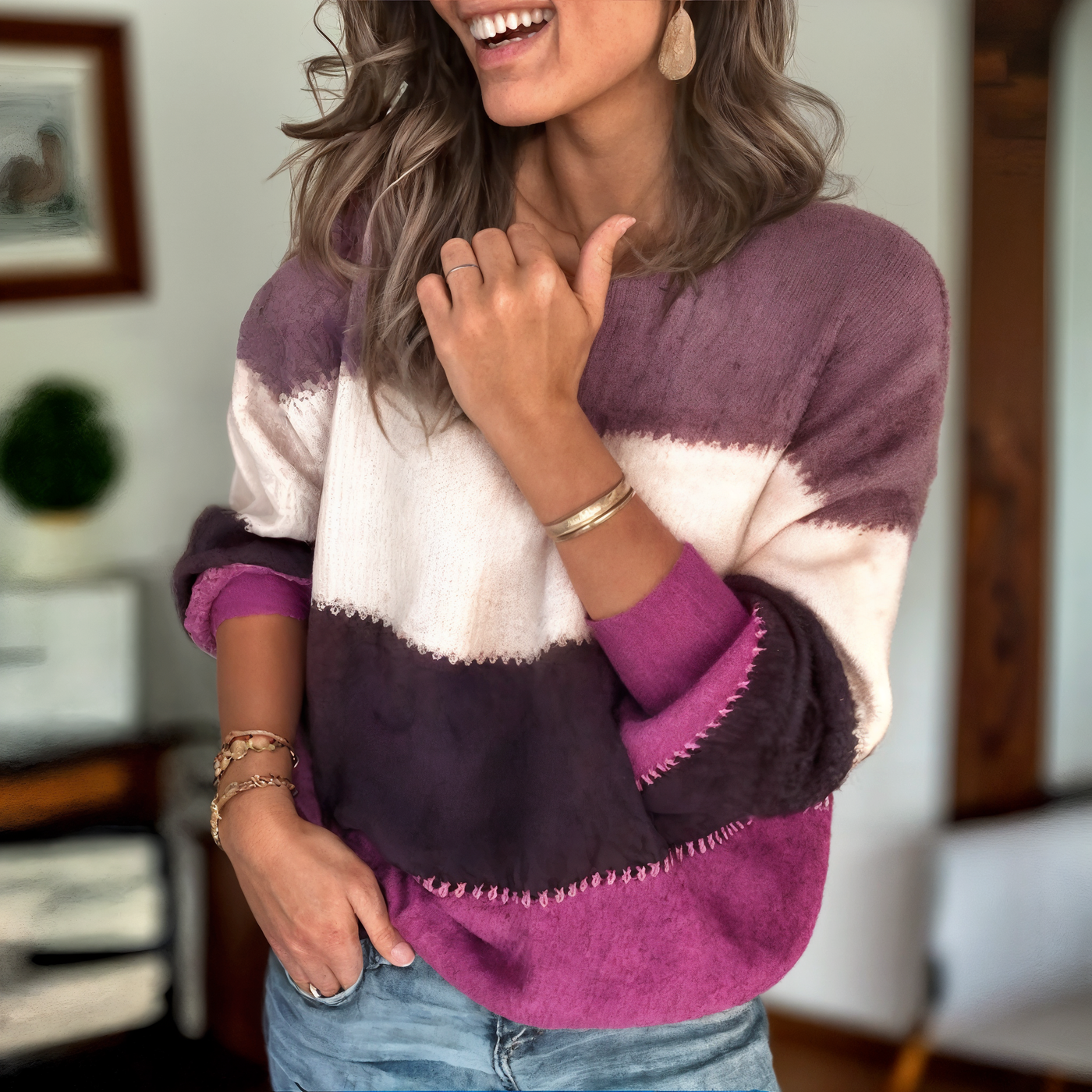 Anthea | Women Colour-Block Knit Jumper | Relaxed Fit