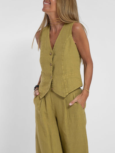 Aira | Button-Up Vest & Wide-Leg Pants Set