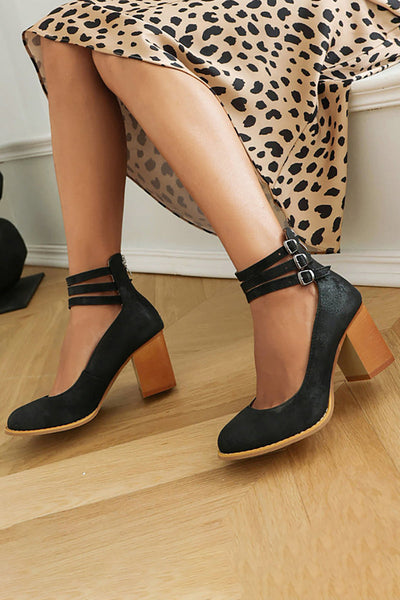 Caa™ | Smooth sandals with ankle strap and chunky heel