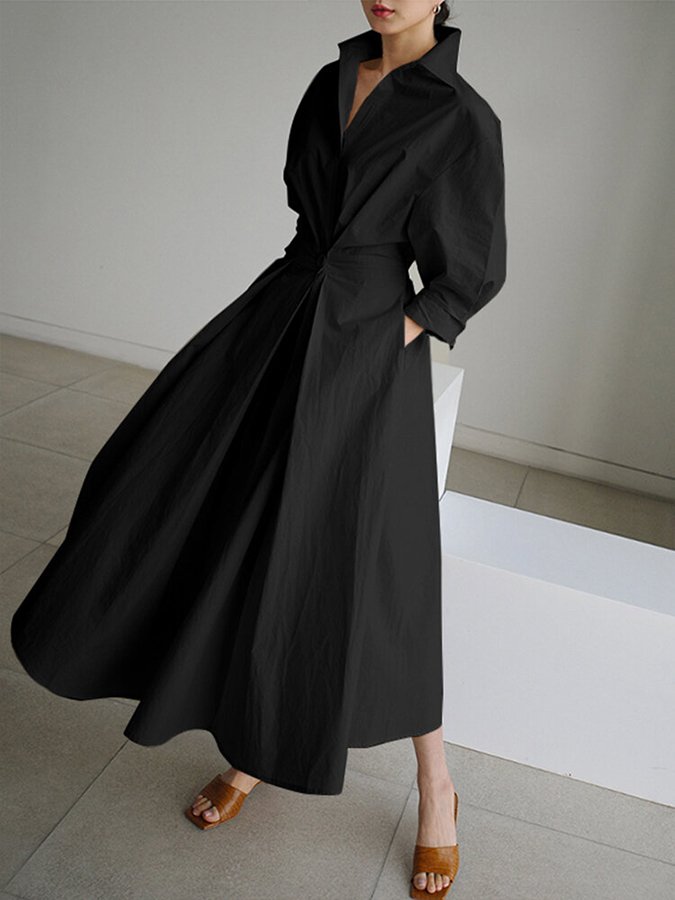 Clémence | Elegant Button-Up Midi Dress