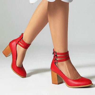 Caa™ | Smooth sandals with ankle strap and chunky heel