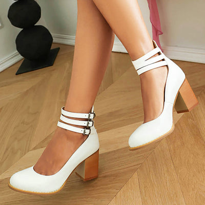 Caa™ | Smooth sandals with ankle strap and chunky heel