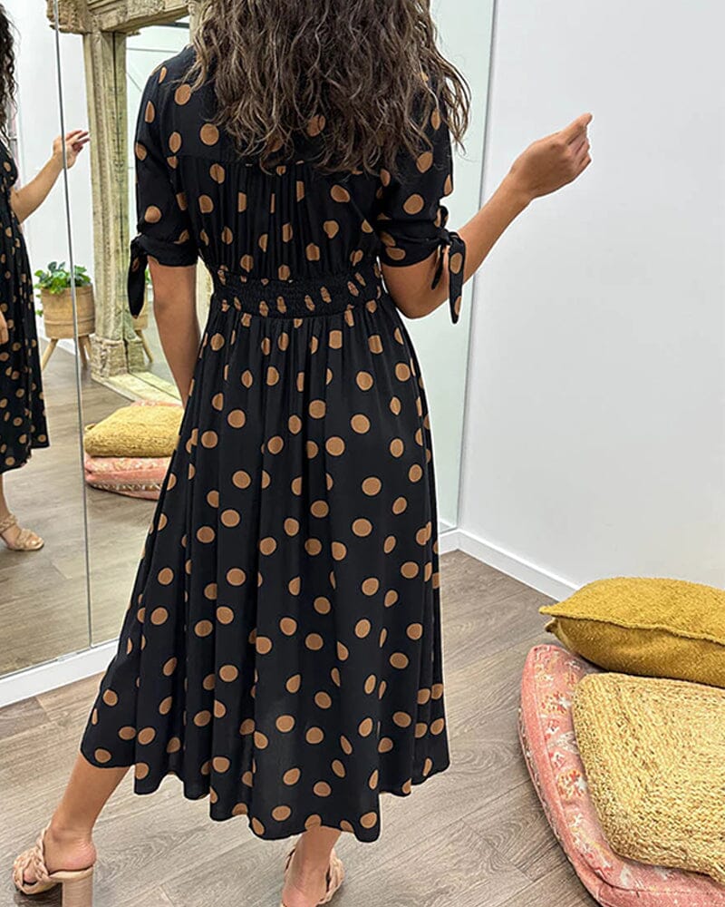 Fania - Polka Dots V-Neck Dress