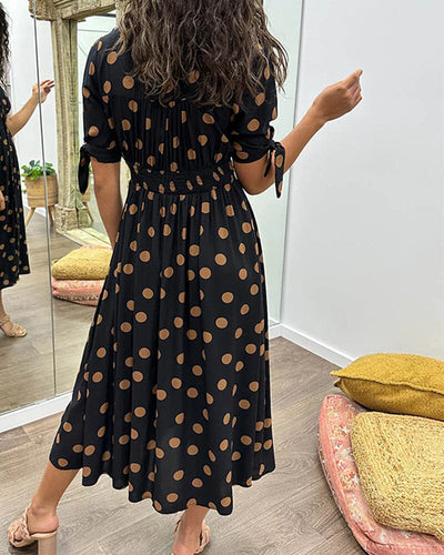Fania - Polka Dots V-Neck Dress