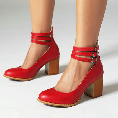 Caa™ | Smooth sandals with ankle strap and chunky heel