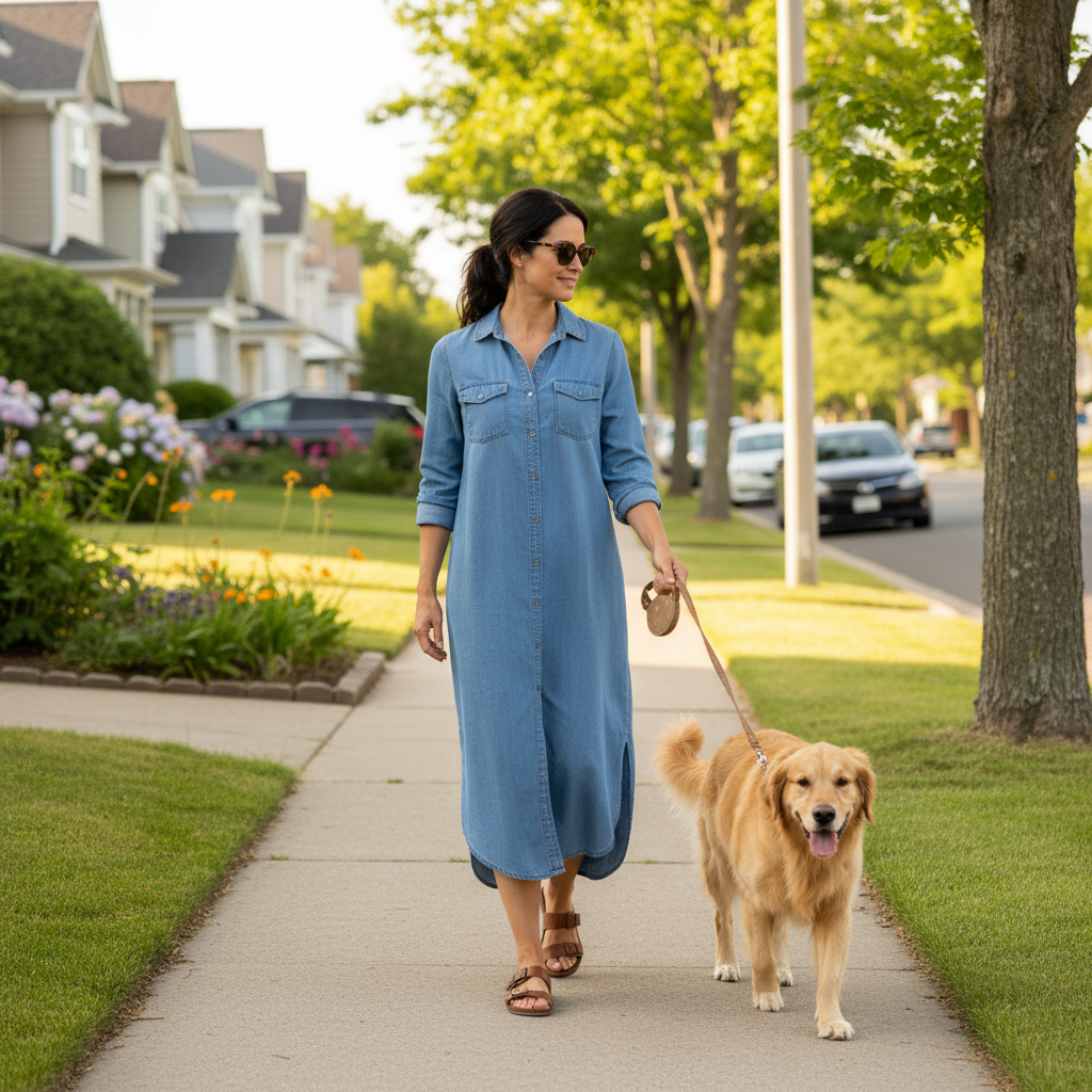 Sofia Long Sleeve Denim Maxi Dress – Effortless Everyday Elegance
