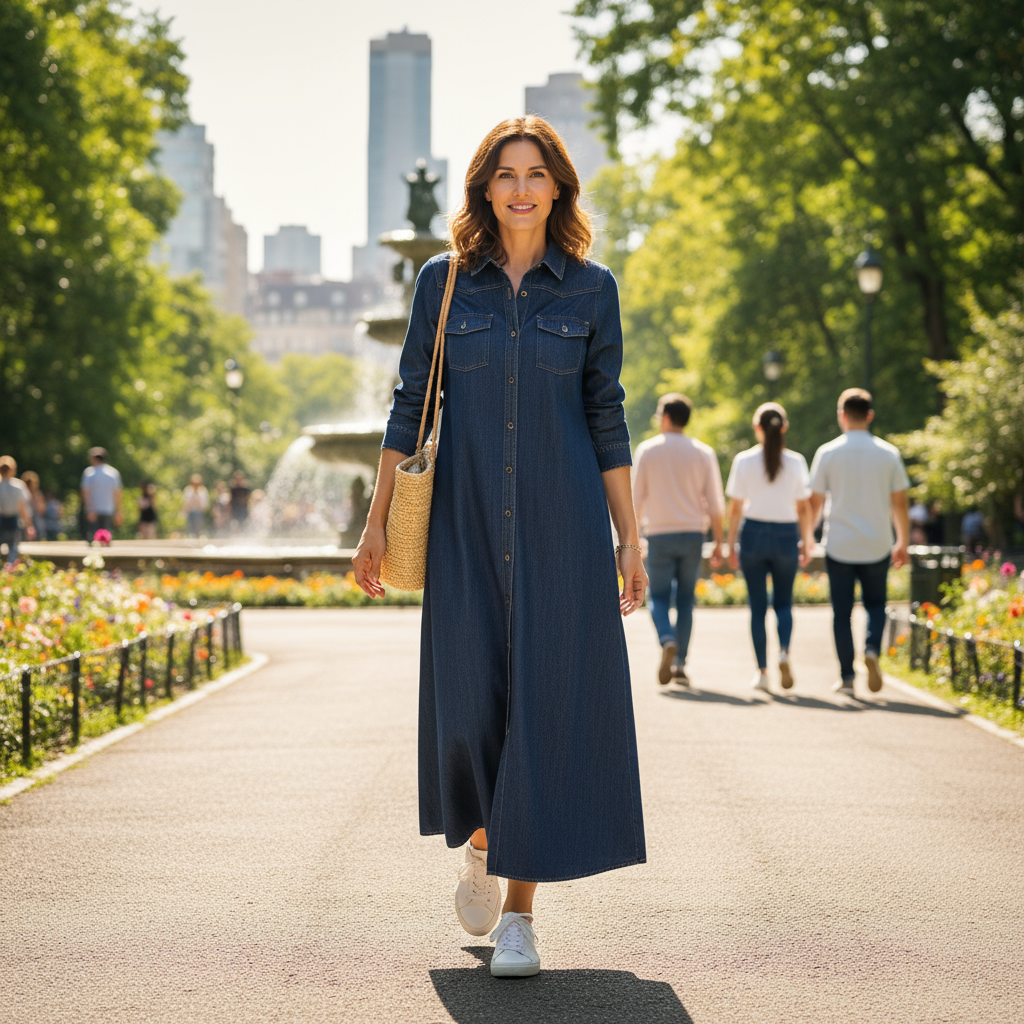 Sofia Long Sleeve Denim Maxi Dress – Effortless Everyday Elegance