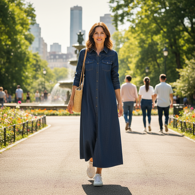 Sofia Long Sleeve Denim Maxi Dress – Effortless Everyday Elegance
