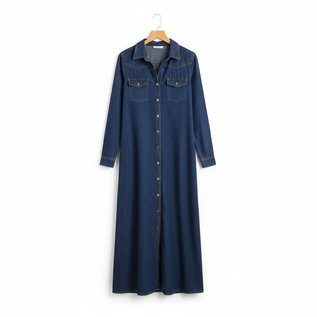 Sofia Long Sleeve Denim Maxi Dress – Effortless Everyday Elegance