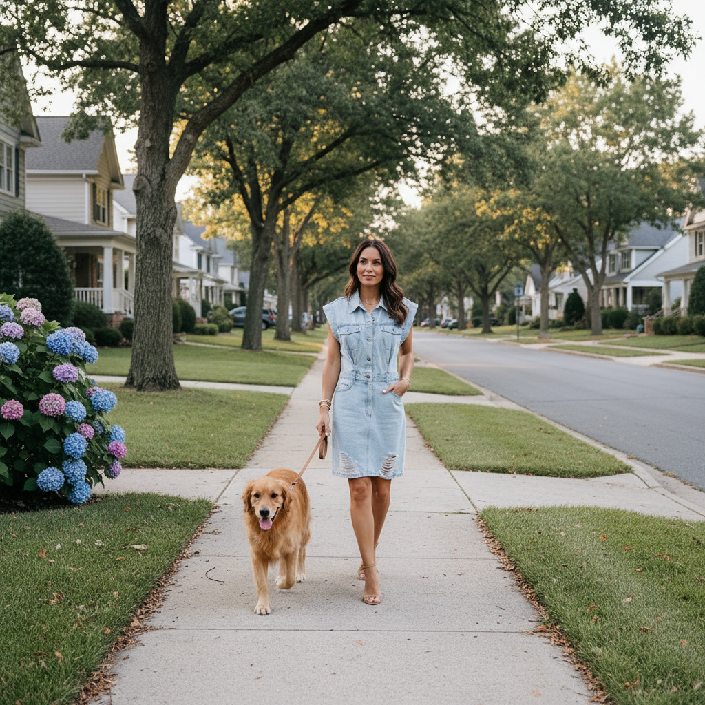 Sofia | Acid Wash Denim Dress with Flap Pockets