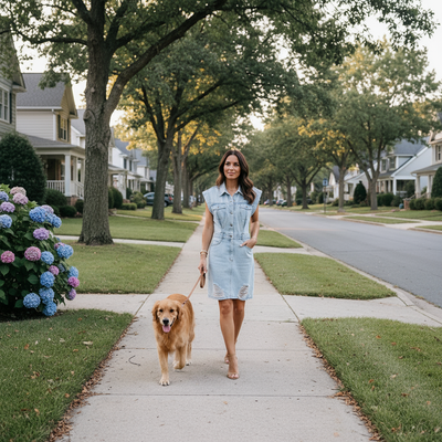 Sofia | Acid Wash Denim Dress with Flap Pockets