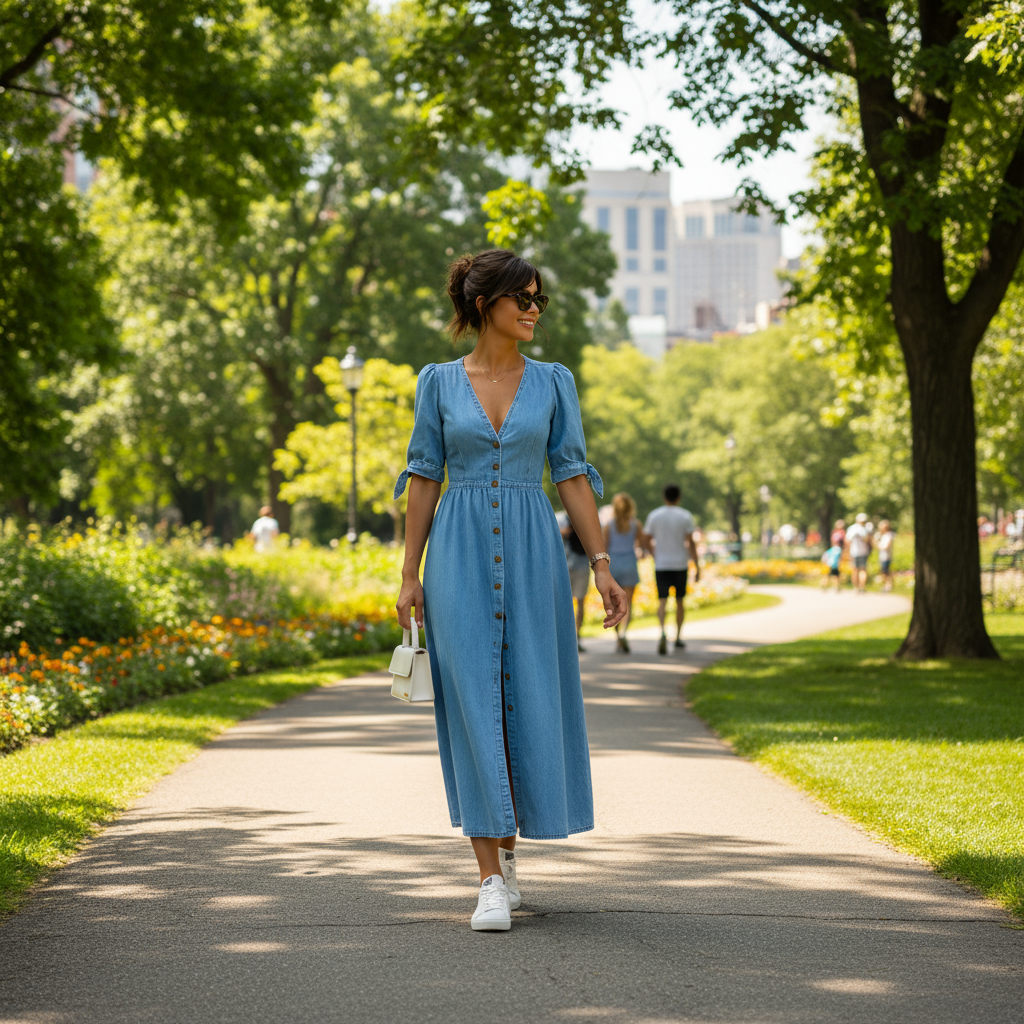 Sofia Button-Down Denim Dress – Effortless Everyday Style