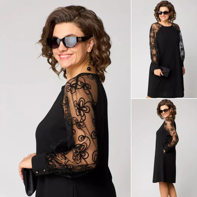 Lidia Classic Lace Sleeve Dress – Elegant Women's Evening Dress for Wedding Guests and Formal Events