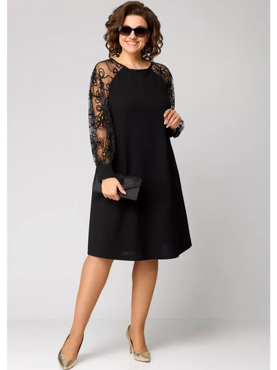 Lidia Classic Lace Sleeve Dress – Elegant Women's Evening Dress for Wedding Guests and Formal Events