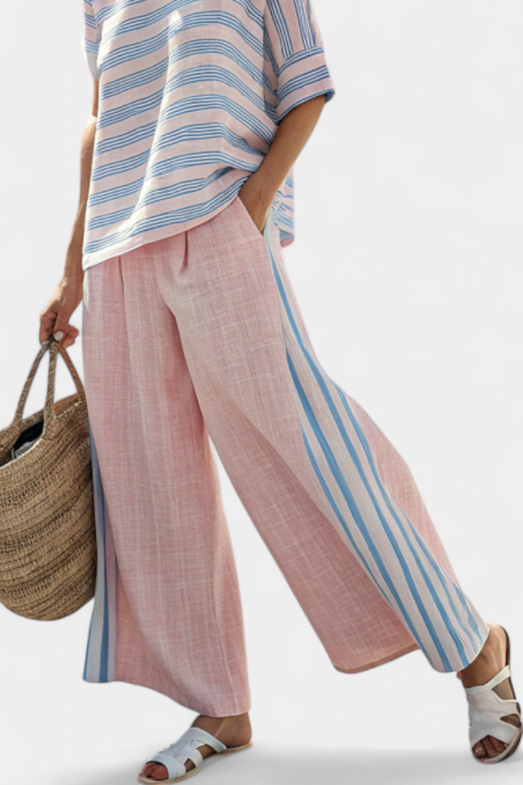 Chiara | Pastel Pink & Blue Bamboo Linen Set