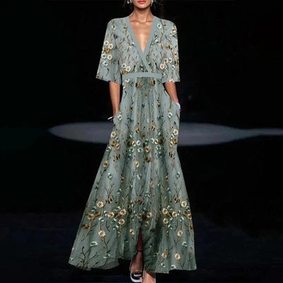 Evie - Elegant Dress With Flower Pattern