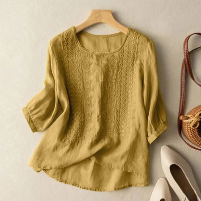 Violet Embroidered Boho Blouse – Lightweight Summer Top for Women, Versatile Casual Fashion Top with Chic Design