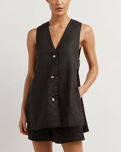 Fiona | Sleeveless Button-Up Set