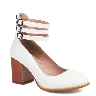 Caa™ | Smooth sandals with ankle strap and chunky heel