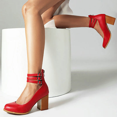 Caa™ | Smooth sandals with ankle strap and chunky heel