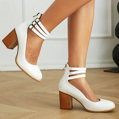 Caa™ | Smooth sandals with ankle strap and chunky heel