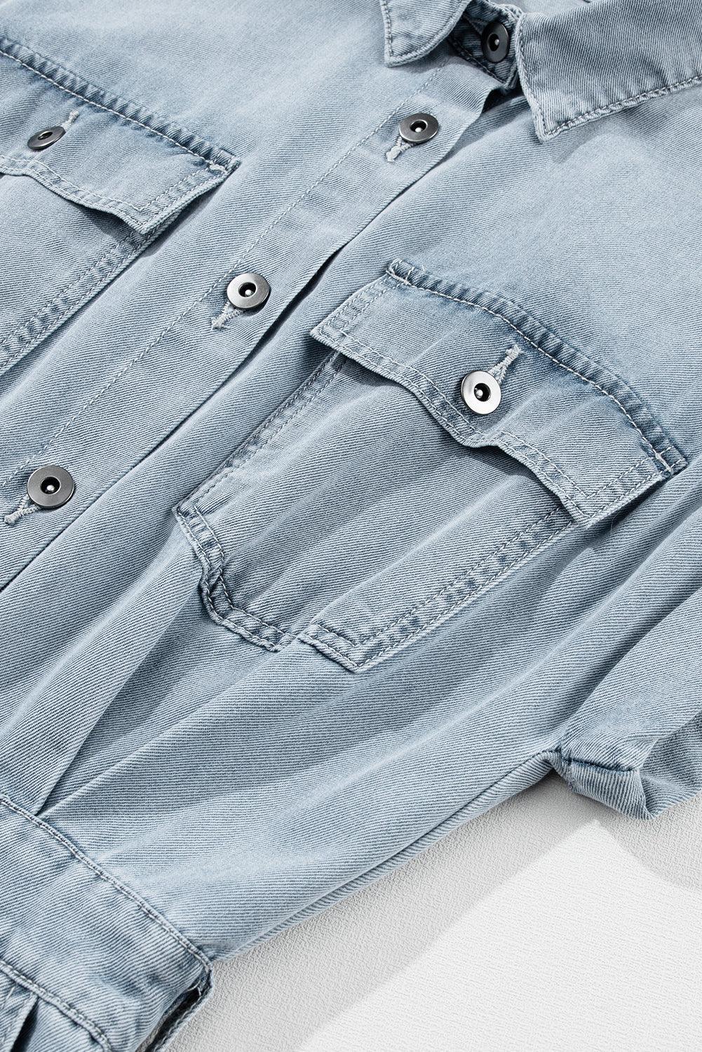 Sofia® | Elegant Denim Dress with Short Batwing Sleeves