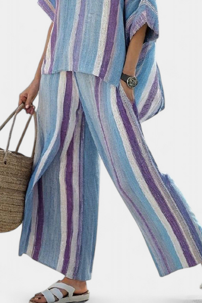 Giulia | Pastel Mauve & Blue Striped Set
