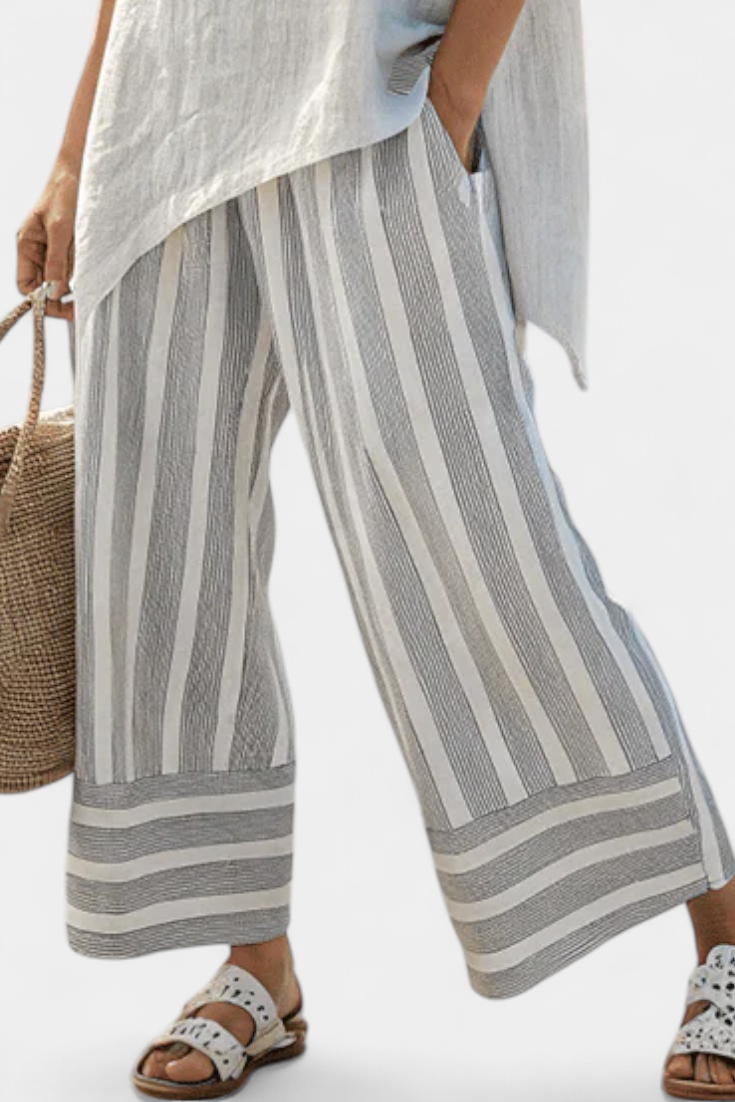 Francesca | Asymmetric Blouse & Striped Pants Set