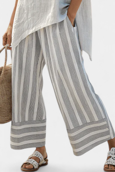 Francesca | Asymmetric Blouse & Striped Pants Set