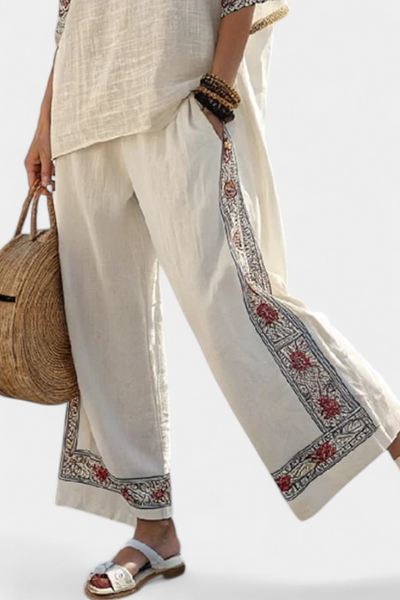 Gabriella | Mediterranean Embroidered Bamboo Linen Set